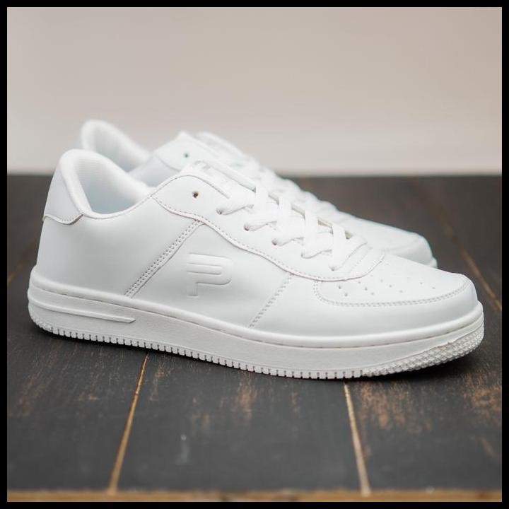 Paulmay - Sepatu Sneakers Pria Denver - White Casual Shoes Black Original Best Seller
