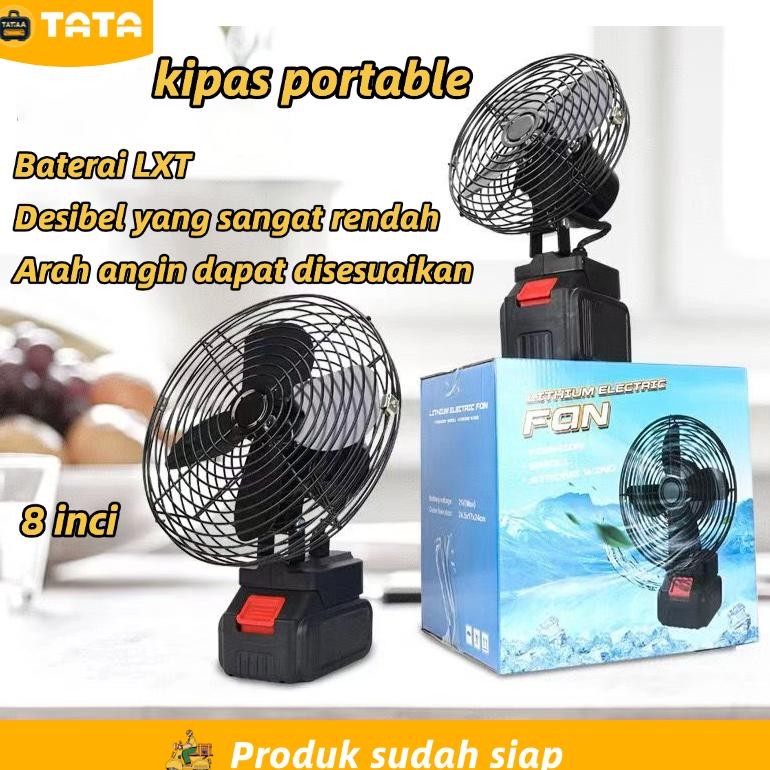 TATA Kipas Angin Portable 8inci Kipas Angin Baterai LXT Kipas Angin Emergency 50W Kipas Cordless