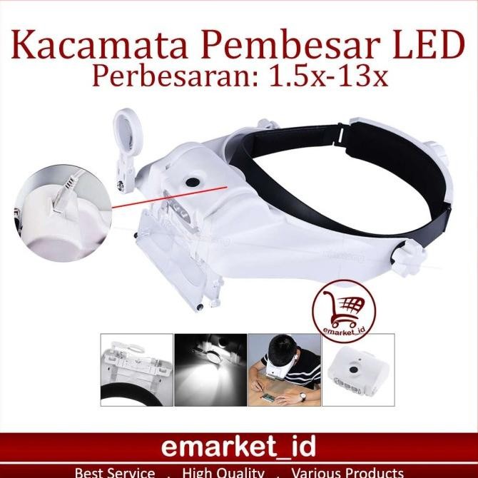 

Kacamata Pembesar LED 1.5x-13x AG85 / Kaca Mata Servis Jam Lampu Kualitas Original