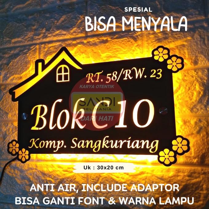 NEW!!! Papan Nomor Rumah Led Acrylic | Nomer Rumah Led Acrylic | No Rumah LED CUSTOM 2 WARNA