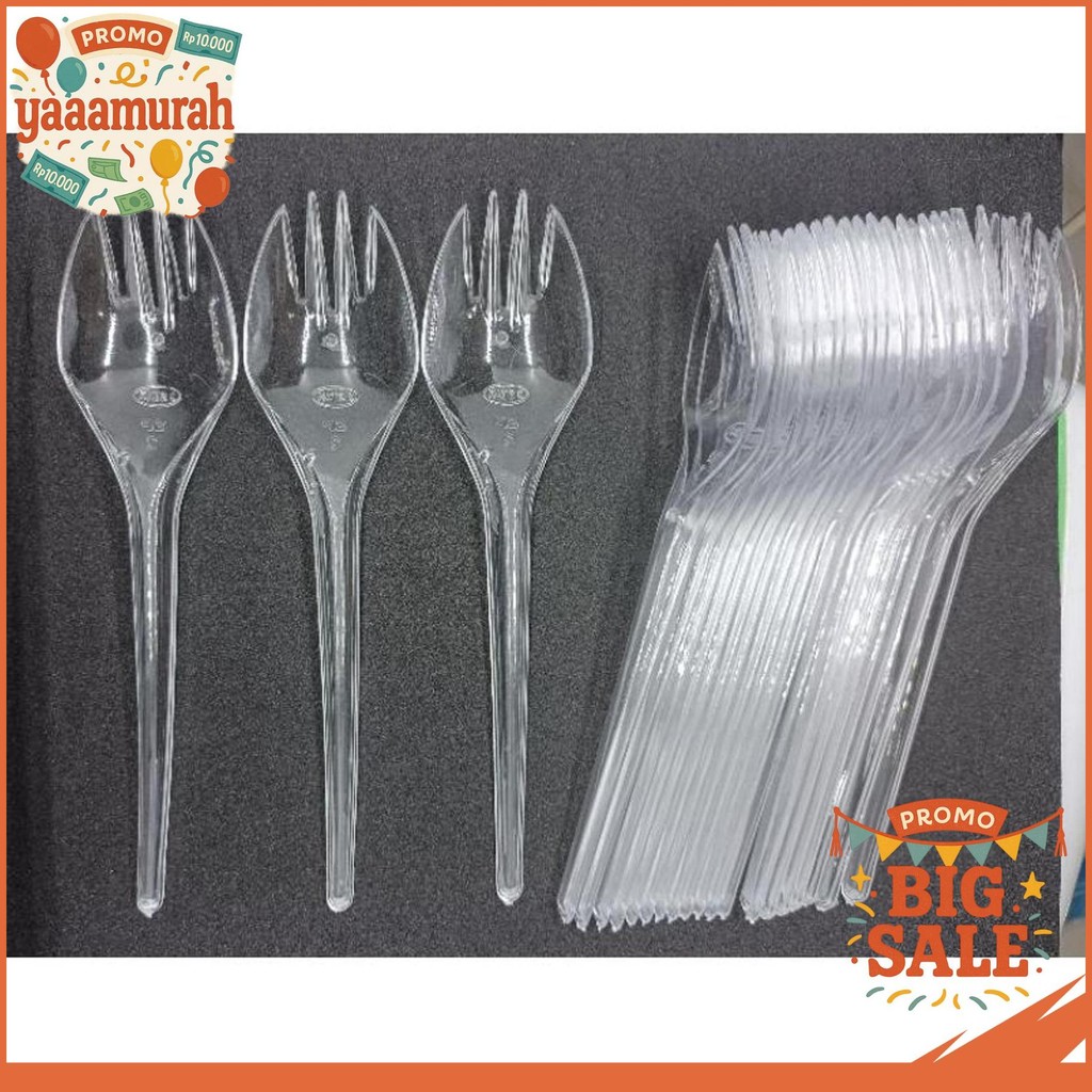 

Yaa- Spork 2 In 1 Hitam & Bening Isi 25 Pcs