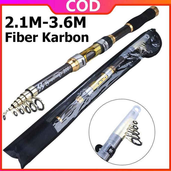 

Terlaris Sougayilang Pancing Teleskopik Portabel 2.1M-3.6M Carbon Fiber Spinning Fishing Rod Alat Joran