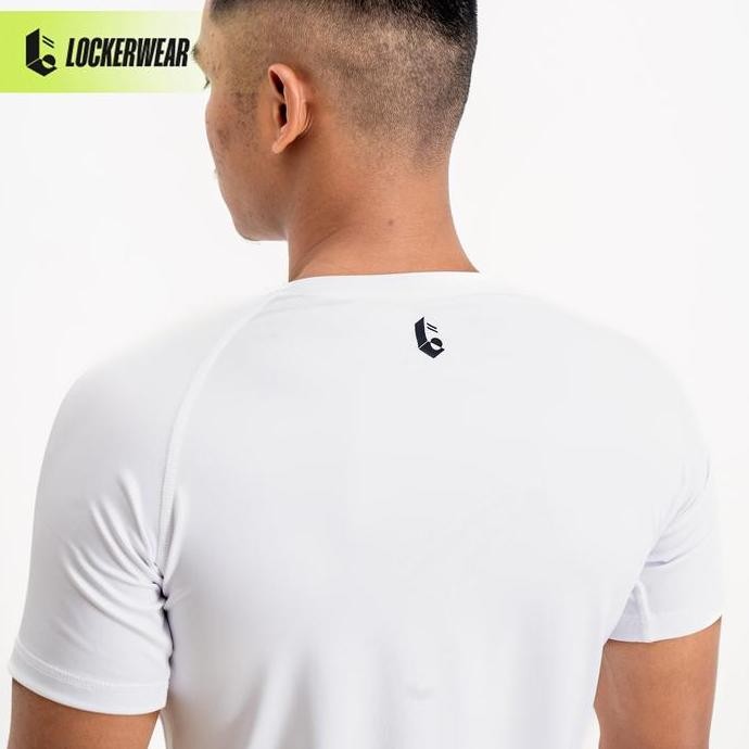 Compression Shirt Kaos Short Sleeve Putih Polos Baju Ketat Manset Baselayer Olahraga Pria Gym Fitnes