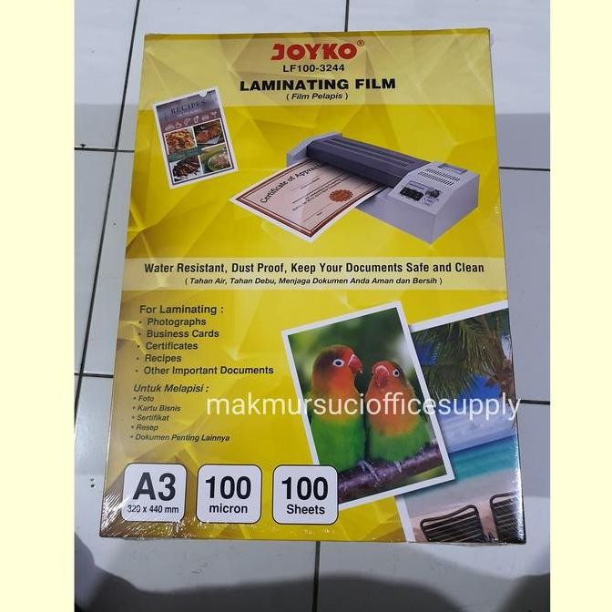 

Premium plastik plastic laminating joyko A3 100 micron