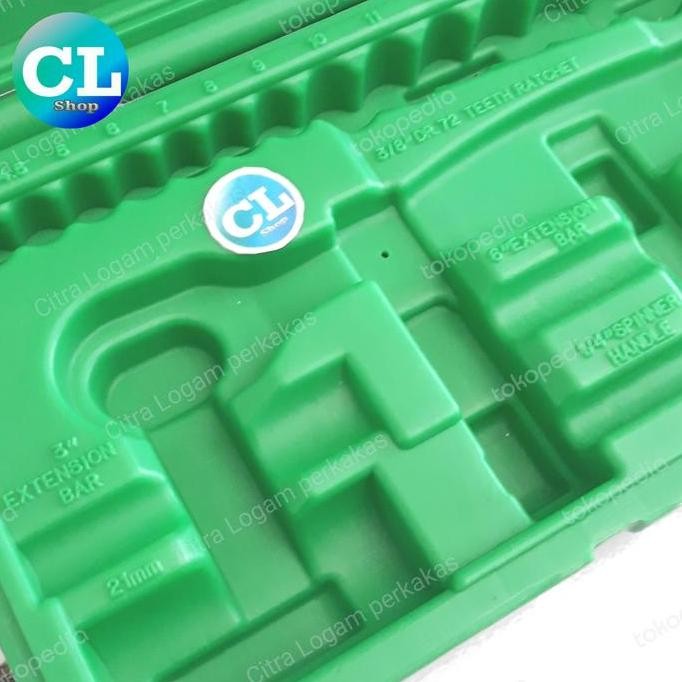 BOX PVC MATA KUNCI SOCK 21pcs 3/8" konci sok 21pc kotak plastik shock tekiro Diskon