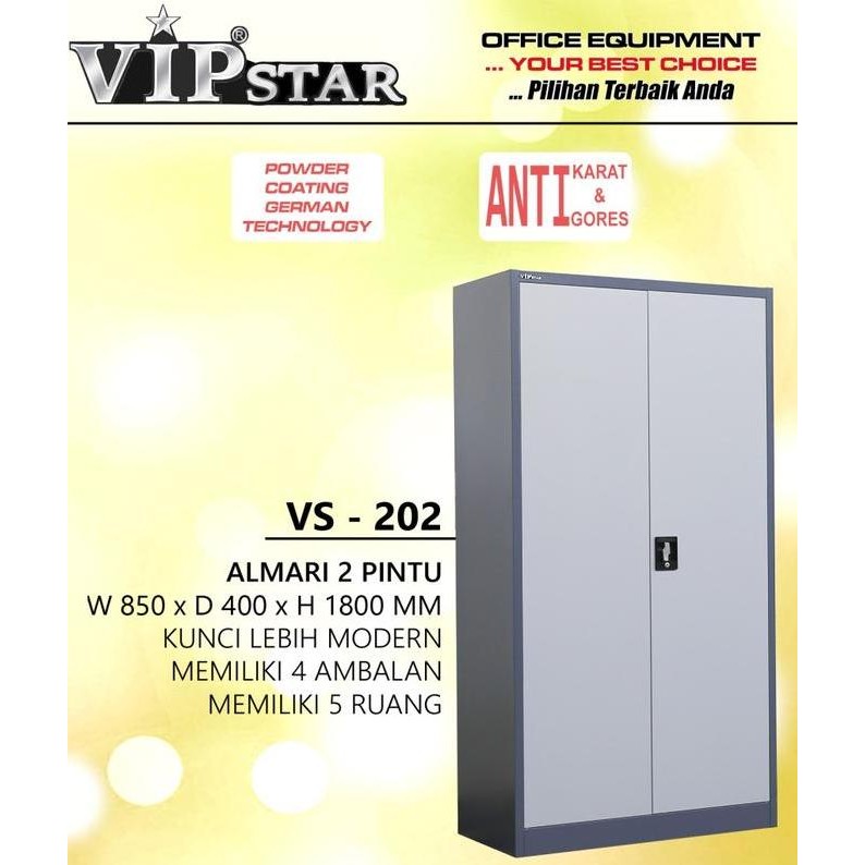 

Lemari arsip file besi lemari 2 pintu swing vip star vs 202 Kualitas Original