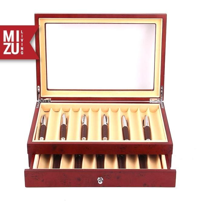 

MIZU ZEITAKU 23 Fountain Pen Display Case Wooden Box Storage Kotak Pen Kualitas Original