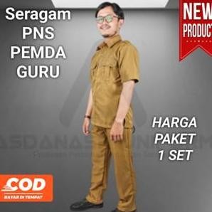 Promo / Terlaris Baju Seragam Pria PDH PNS PEMDA GURU warna coklat Celana Panjang Kerja Sekolah Terb