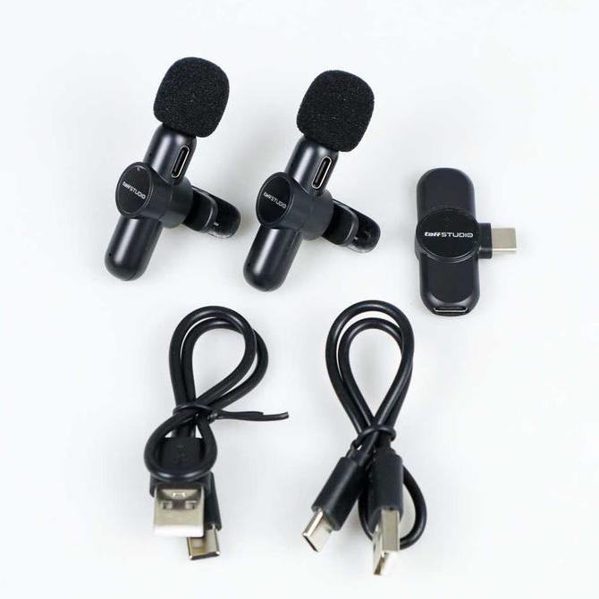 Microphone Wireless Lavalier Mic USB Type-C 2 in1 untuk vlog podcast Kualitas Original