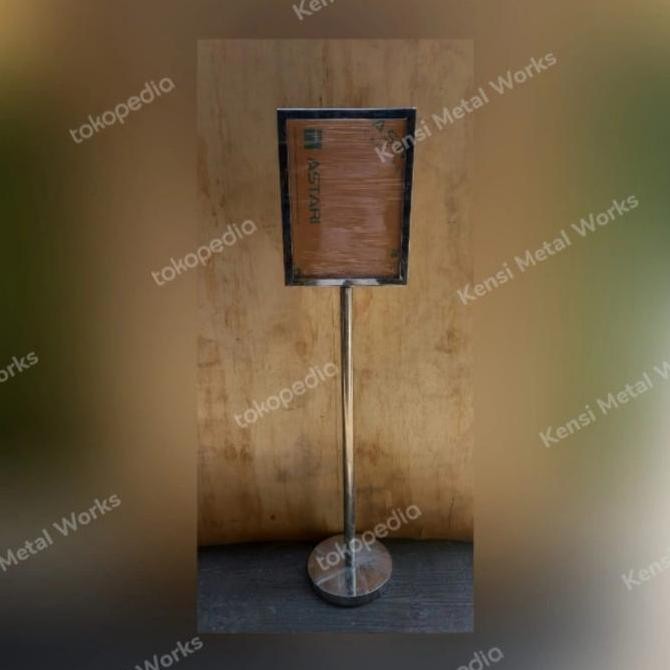 

Sign Stand Stainless Brosur Banner Poster QR Sign Frame display A3 Kualitas Original