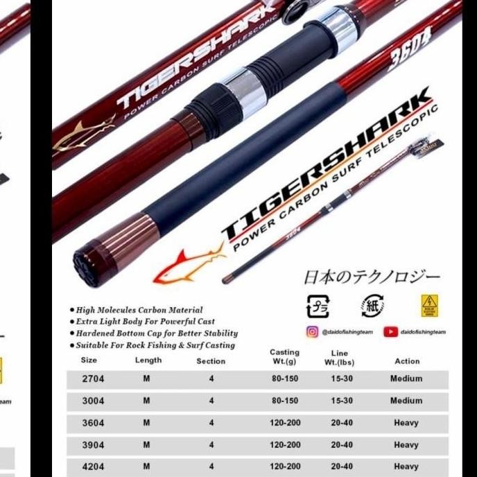 

Terlaris Joran Pancing Daido Tiger Shark 360 390 420 450 Antena Surf Pantai Abu