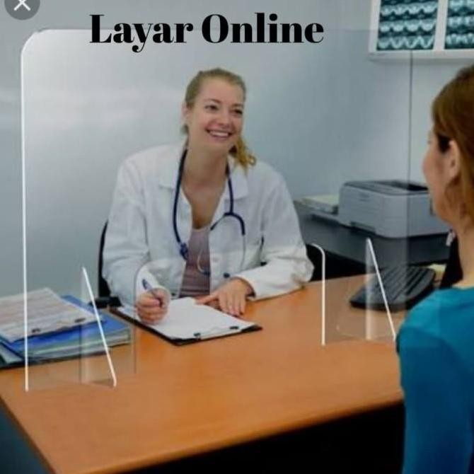 

Sekat Acrylic 3mm 110 x 80cm Meja Partisi Teller Kasir KAKI BISA DILEM Kualitas Original