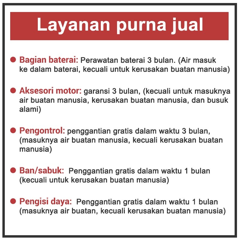 Geekman Sepeda listrik Layanan Garansi