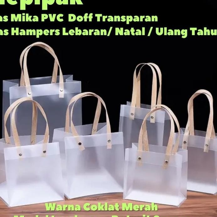 

10 Pcs Tas Hampers Souvenir Doff Transparan Goodie Bag Ulang Tahun Lebaran Imlek Natal
