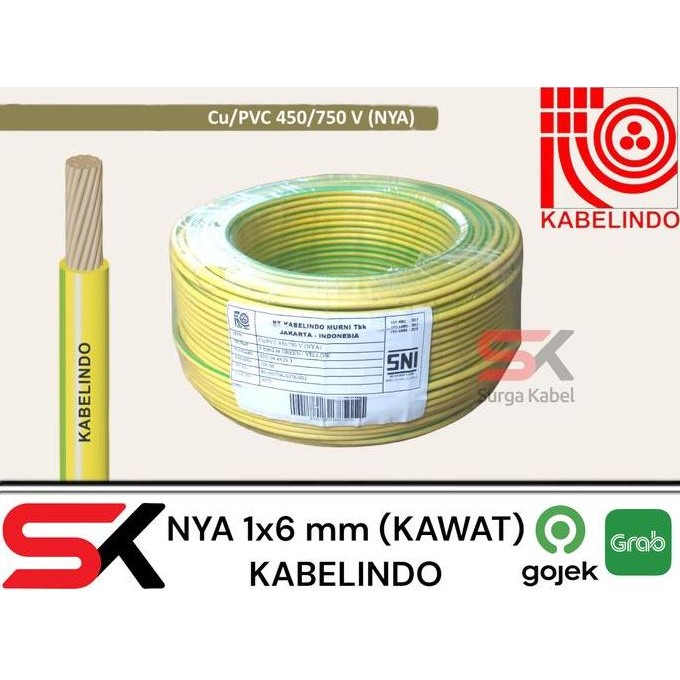 Kabel Nya 1X6 Mm Kabelindo | 1 X 6 | Nya 6 Mm | Kabel Grounding / Nya