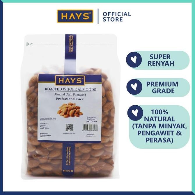

Ready stok Terlaris Almond Utuh Panggang 500 Gram / Roasted Whole Almond 500 Gram - HAYS Termurah