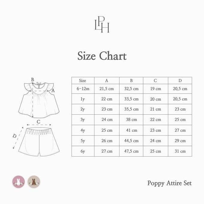 Little Palmerhaus Lph Poppy Attire Set Setelan Pendek Anak Perempuan 6 Bulan - 6 Tahun Terbaru