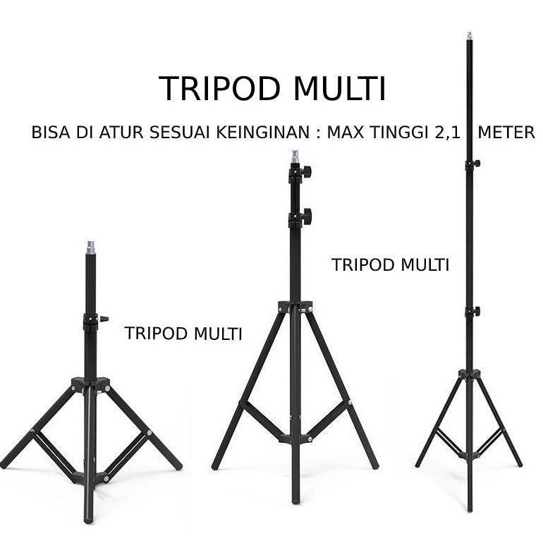 Paket selfie tripod 2 meter /  Tripod selfie 2 meter / Tripod 2.1 Meter Bahan Besi Alumunium Stand H