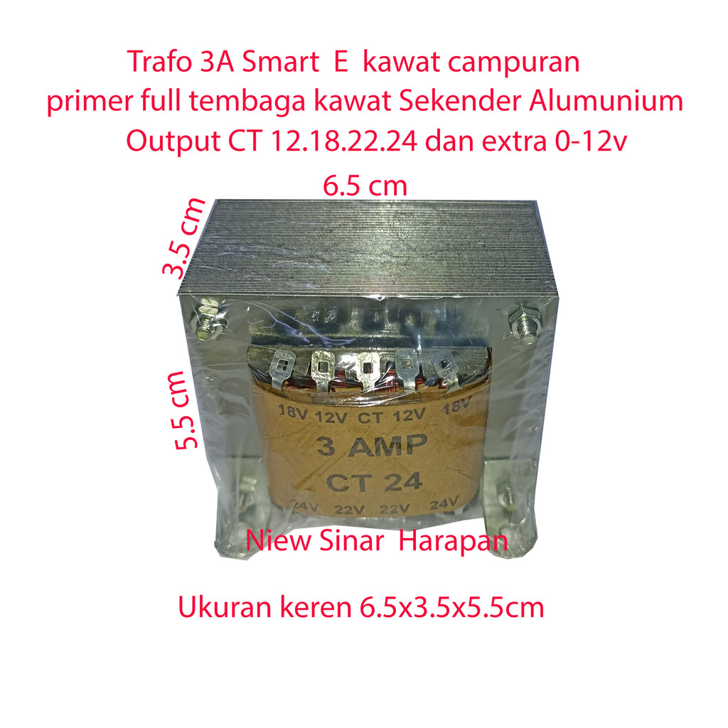 Trafo 3 A Smart E keren 6.5x3.5x5.5cm Kawat campuran