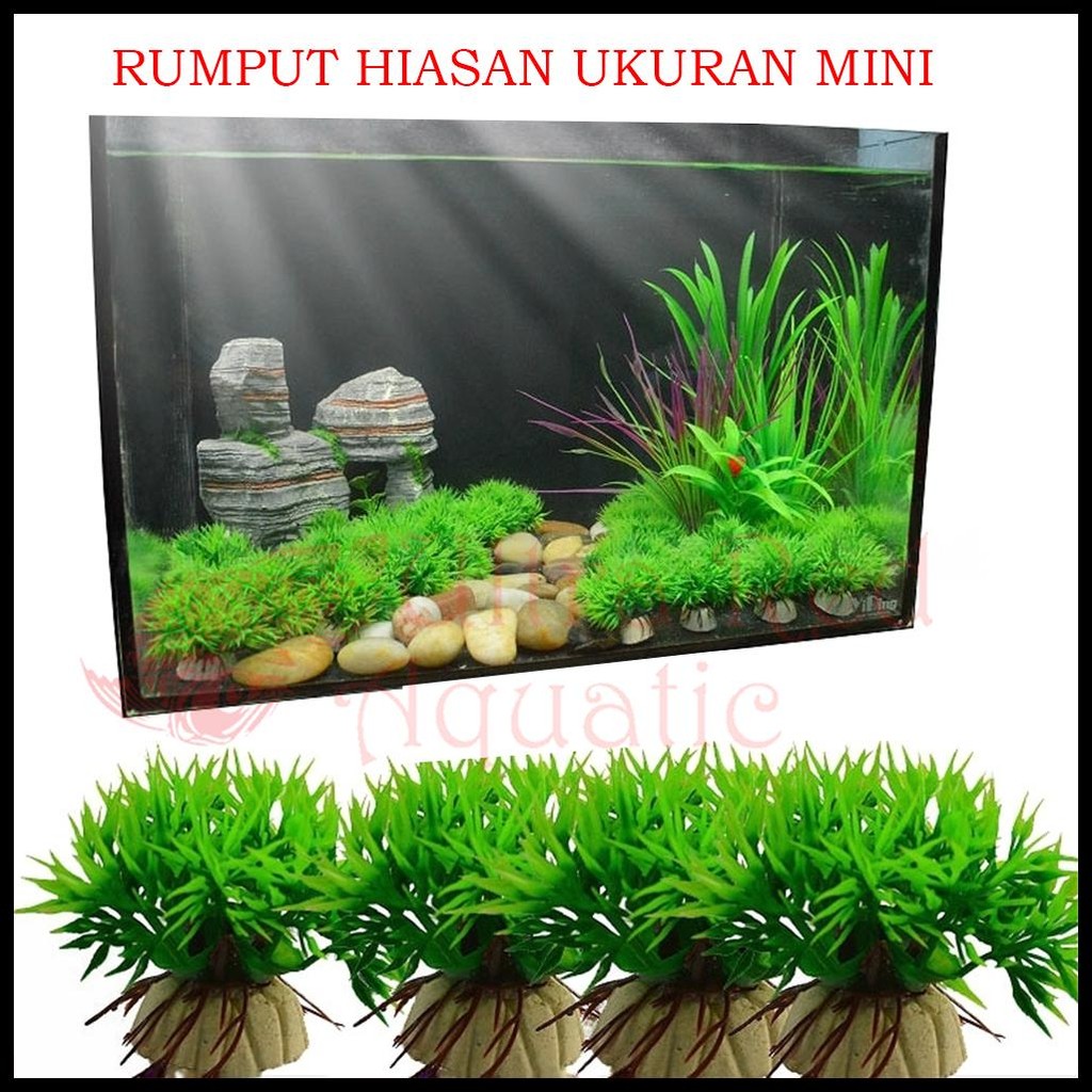 TANAMAN HIASAN AQUARIUM MINI  5CM DEKORASI RUMPUT PLASTIK AQUARIUM