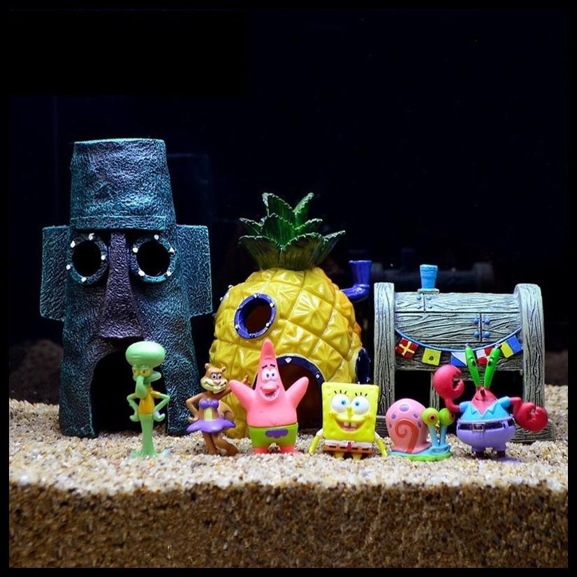 HIASAN AQUARIUN SPONGEBOB SQUAREPANTS FIGUREANS ACTION FIGURE SPONGEBOB FIGURE KUE ULTAH SPONGEBOB
