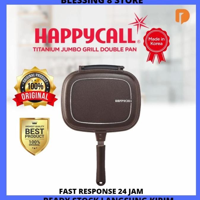 BEBAS ONGKIR - HAPPY CALL TITANIUM JUMBO GRILL DOUBLE PAN Wajan HappyCall Besar ASLI
