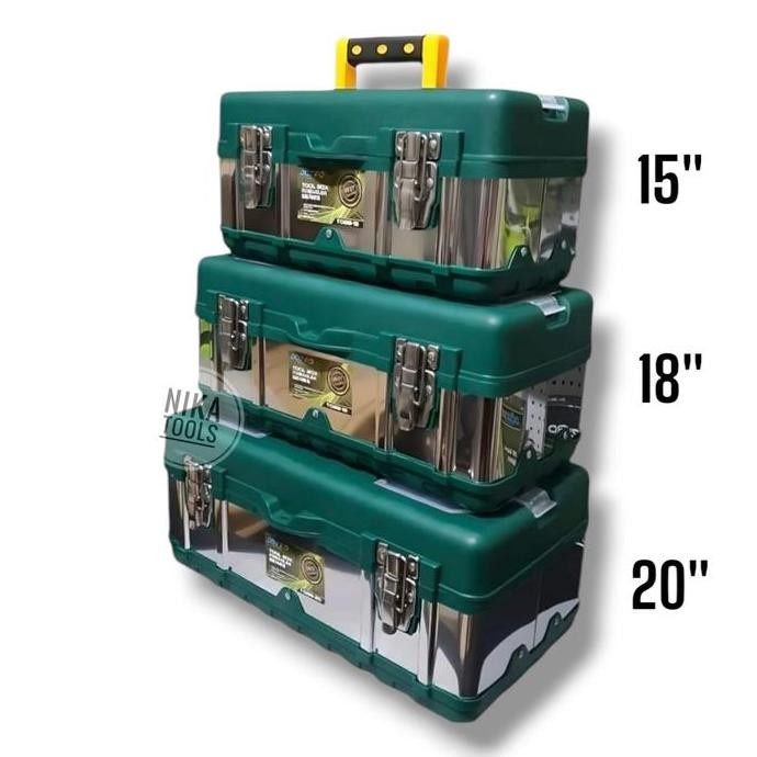 

Terlaris Tool Box Stainles Stell Ss 18" Toolbox Toolkit Kotak Alat Perkakas Doziro