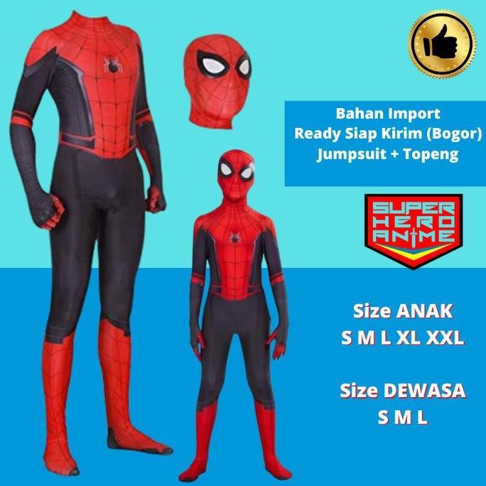 Kostum Superhero Anak Spiderman Baju Costume Cosplay Spider Impor