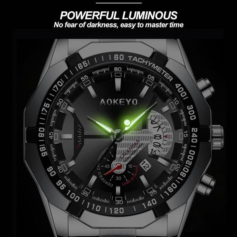 AOKEYO S001 JAM TANGAN PRIA ANTI AIR ORIGINAL LUXURY STAINLESS STEELFREE BOX+KARTU