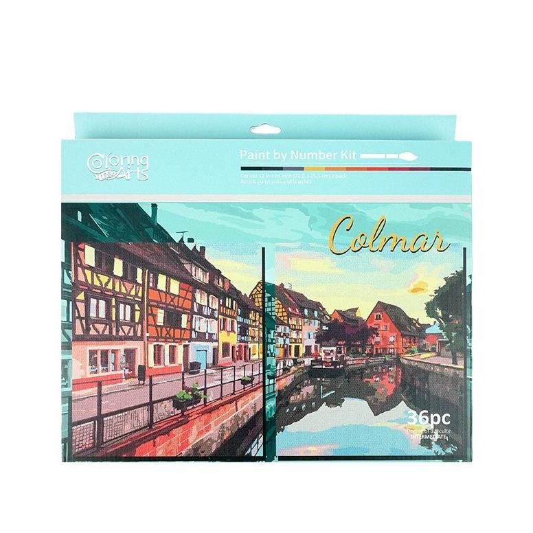 

LINDU OHSOME Langer Paint By Numbers Set Kanvas Cat Lukis DIY Lukisan Akrilik City View Colmar Santorini