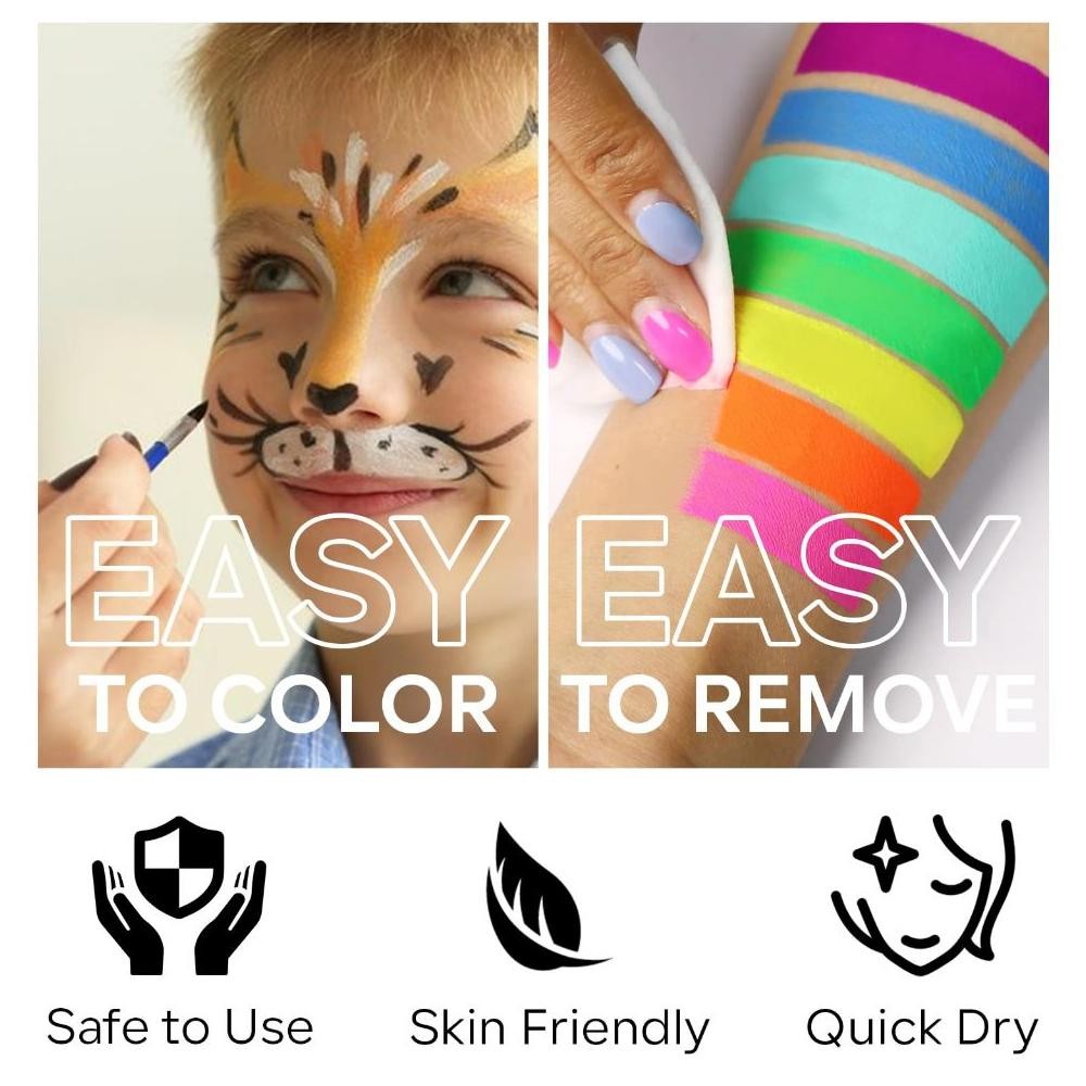 

KA Cat Wajah Kombinasinya warna Water Activated SFX Makeup Palette Safe Non Toxic Body Painting Practice board for facepainting