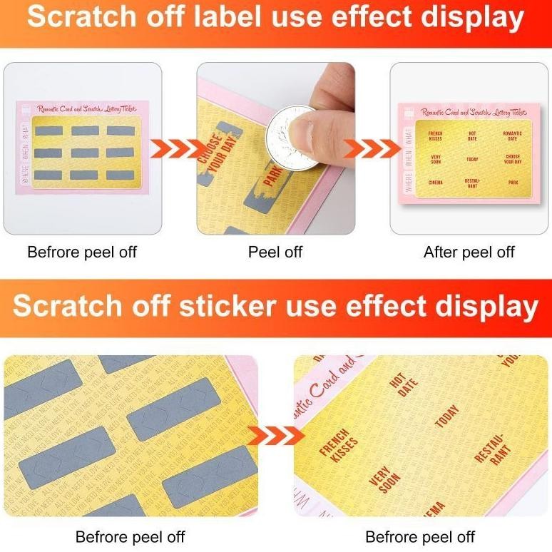 

KA 1000pcs Scratch Off Label Gosok Penutup Sticker Gosok Pin Label Sticker Scratch Stiker