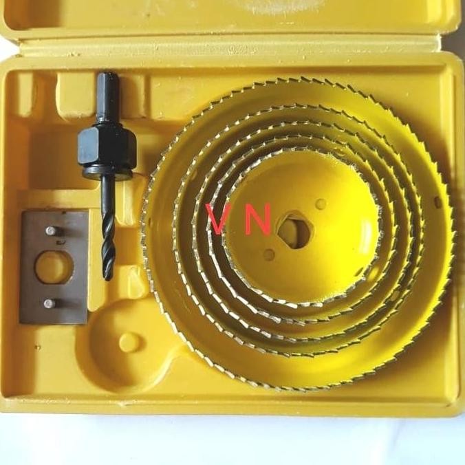 BERKUALITAS HOLE SAW SET UKURAN BESAR/HOLE SAW KAYU/TRIPLEK