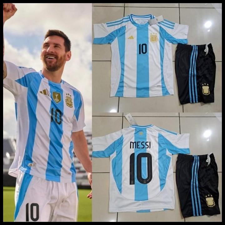 Terlaris JERSEY BAJU BOLA ANAK ARGENTINA HOME KIDS 2024 + MESSI Best Seller