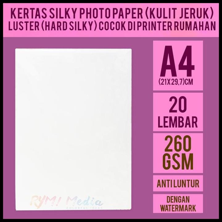 

Terlaris Kertas Foto Hard Silky 260 Gsm A4 Isi 20 / Photo Paper Kulit Jeruk Lst Good Quality