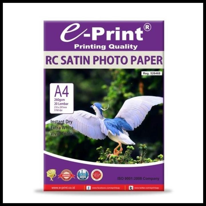 

Terlaris Kertas Foto E-Print Satin 260 Gsm A4 Isi 20 Lembar/Kertas Foto Silky Paper Stationery Good Quality