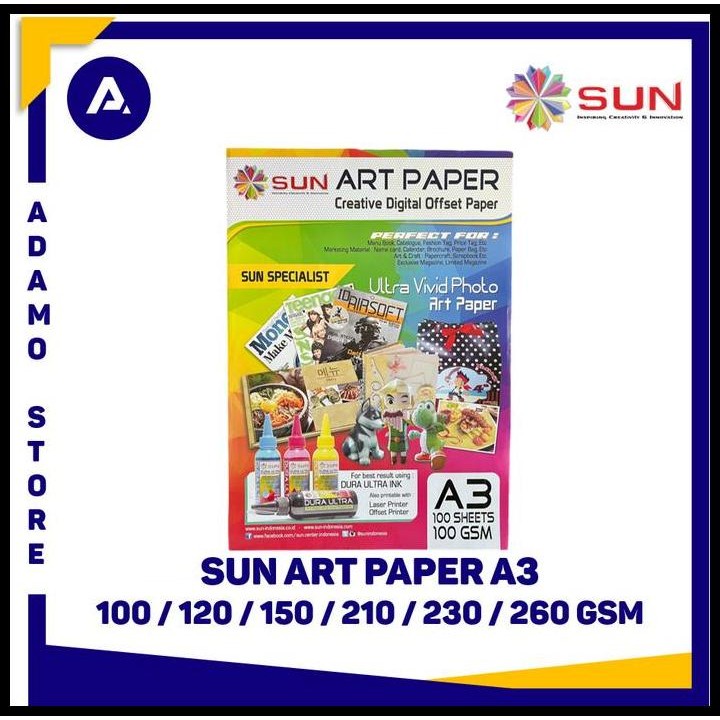 

Terlaris Kertas Art Paper Sun Art Paper A3 (100 120 150 210 230 260 Gsm) Good Quality
