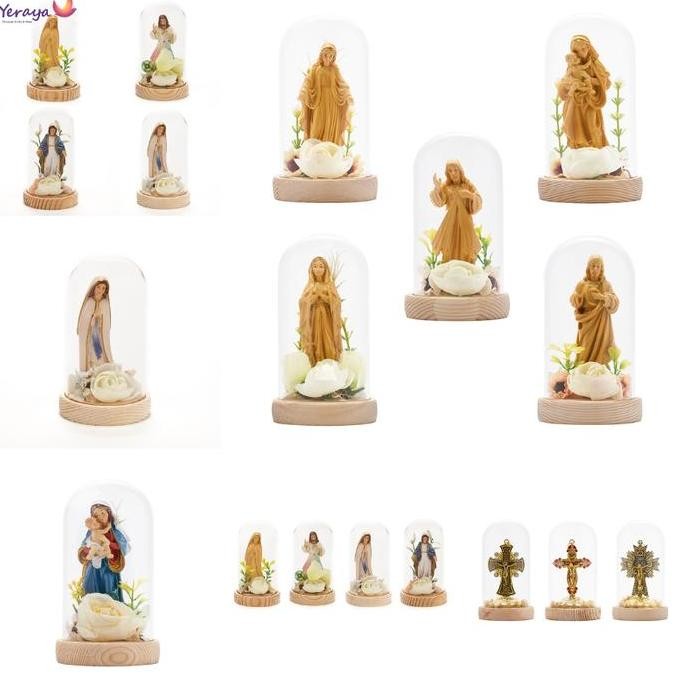 Open DS] Hiasan Glass Dome Classic Patung Bunda Maria Yesus Souvenir Pajangan Dekorasi Rohani