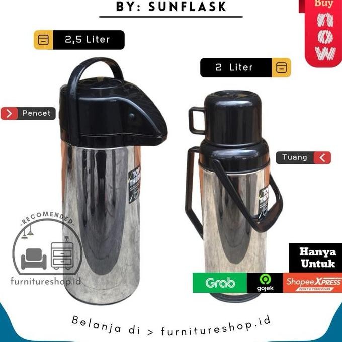 Termos Air Panas Stainless Pencet 2 Liter-2,5 Liter Sunflask / Termos Air Panas Best