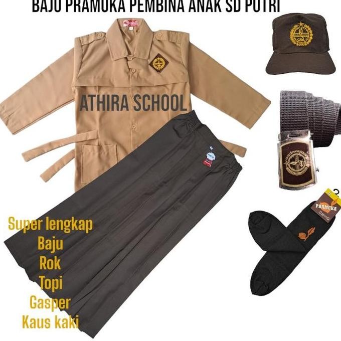 Tersedia Stelan Baju Pramuka pembina Anak SD Putri  Rok Panjang Baju  Lengan panjang