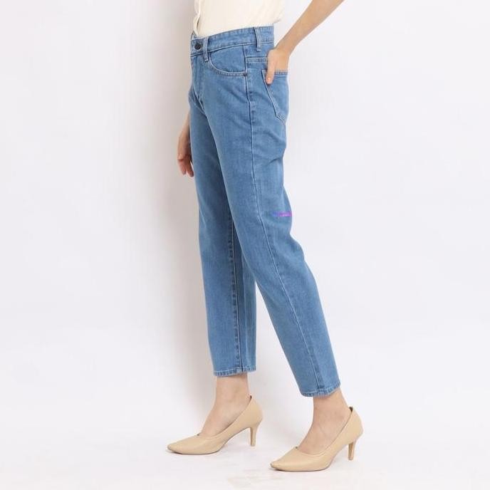 Promo Nuber Cintia Celana Panjang Wanita Highwaist Baggy Jeans Blue Cream