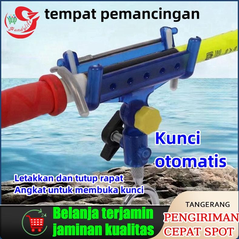 Otomatis Bracket Dudukan Joran Pancing Adjustable 360 Derajat Bahan Stainless Steel/Cagak Joran