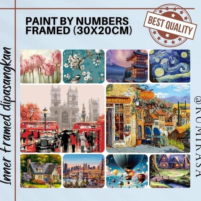 

ready !!! DIY painting by number 30x20cm kerajinan tangan - Inner Framed