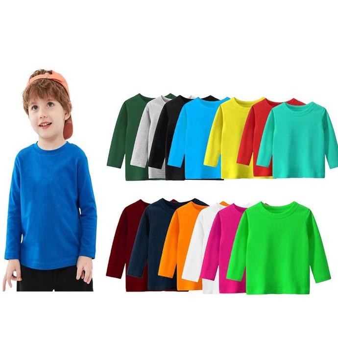 Tersedia Gracio - [COD] PAKET 6 PCS KAOS POLOS PANJANG ANAK-ANAK | KAOS POLOS CASUAL O-NECK | T-SHIR