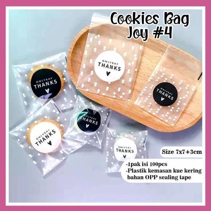 

ready Plastik Kue Kering dengan Perekat Putih OPP Uk. 10x10+3cm