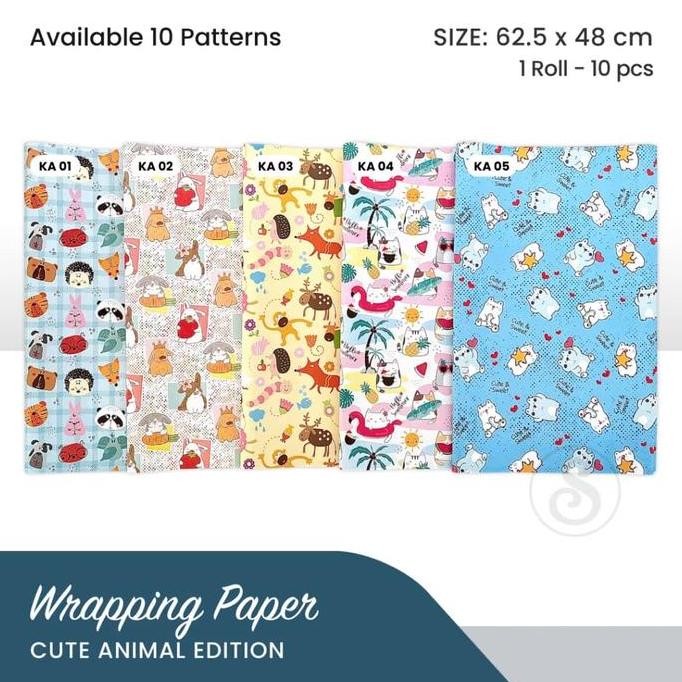 

ready (10lbr) Kertas kado anak KIKY motif Cute Animal, bungkus kado