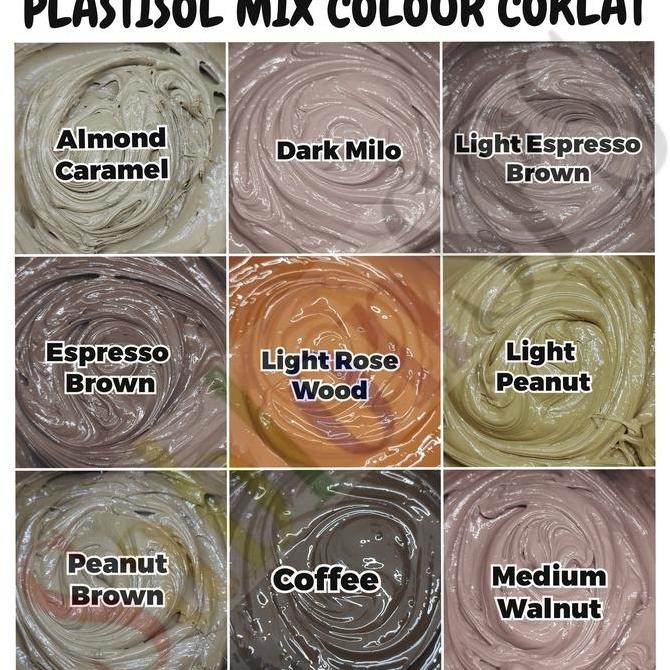 

ready !!! TINTA PLASTISOL LENGKAP BROWN COKLAT MIX COLOUR 500GR