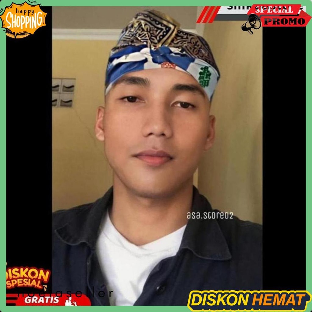 Udeng Bali Tradisional Prada Topi Adat Khas Bali Ikat Kepala Khas Bali Kotak-Kotak Karnaval Tari Ori