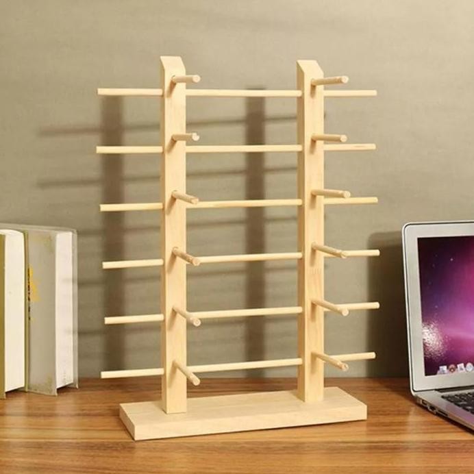 ready Holder Wooden rak display kacamata kayu berdiri