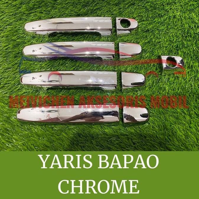 Cover Handle Gagang Pintu Mobil Yaris Bapao Bakpao Full Chrome Asli